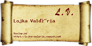 Lojka Valéria névjegykártya